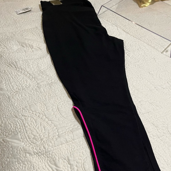 Torrid Black Leggings with Neon Pink Accent - Picture 2 of 2